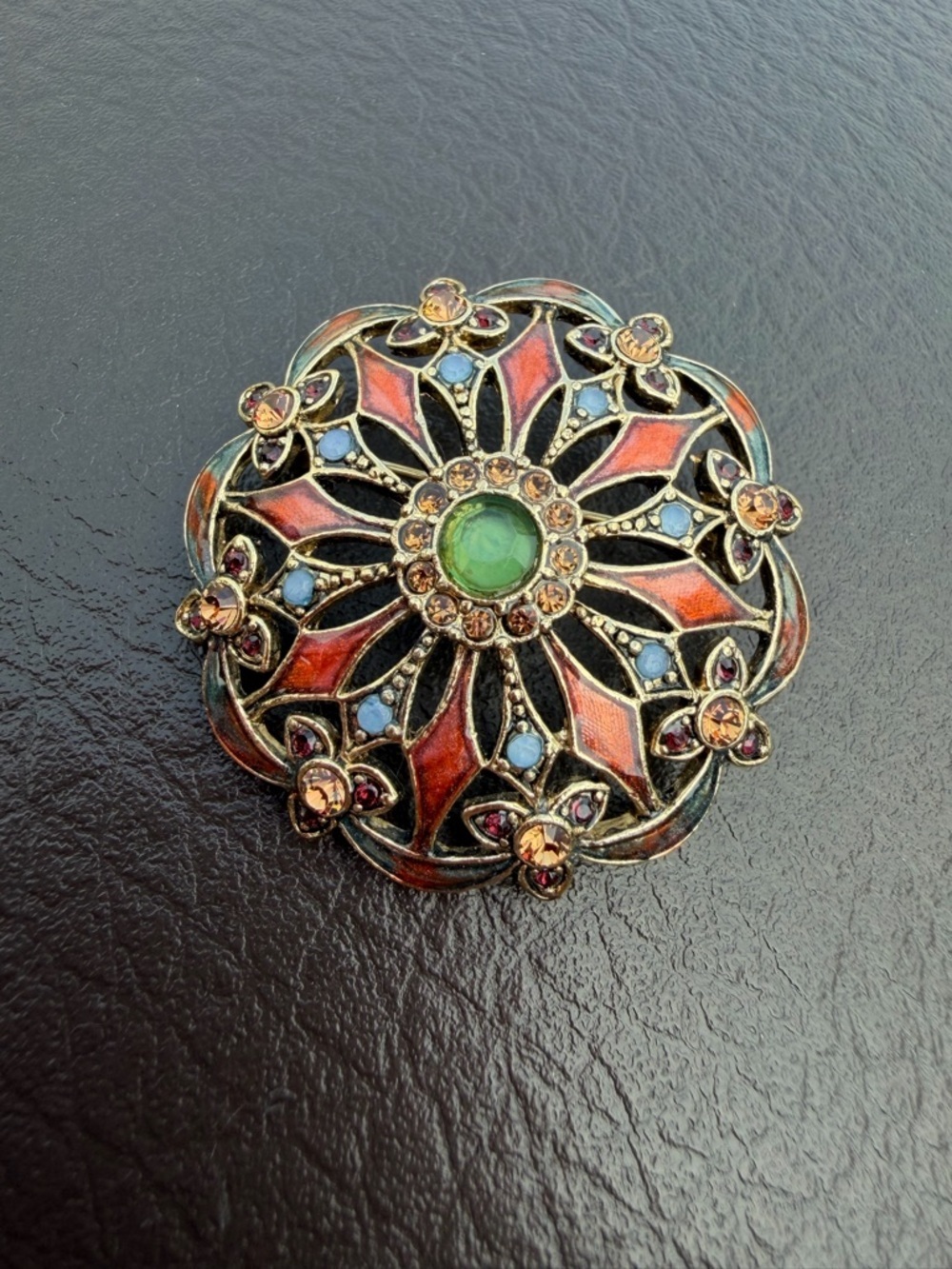 Vintage Monet Enamel Rhinestone Brooch
